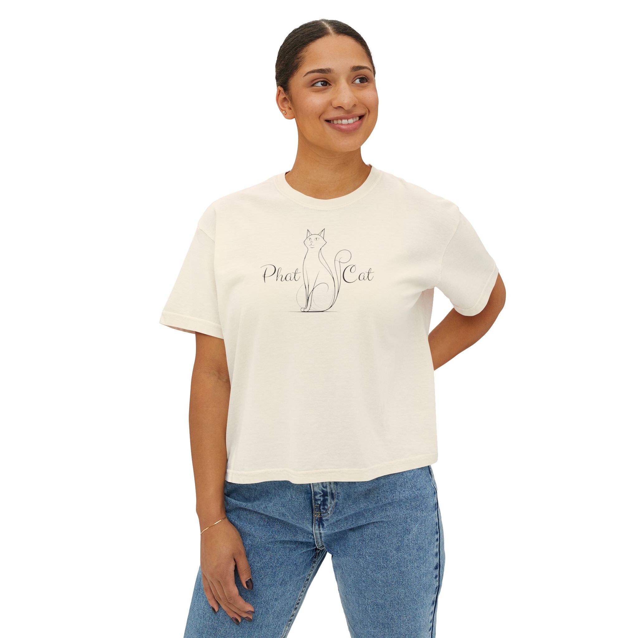 Phat Cat Women's Boxy Tee - Clothing, T-shirts, Crop - EpiAl's Shop