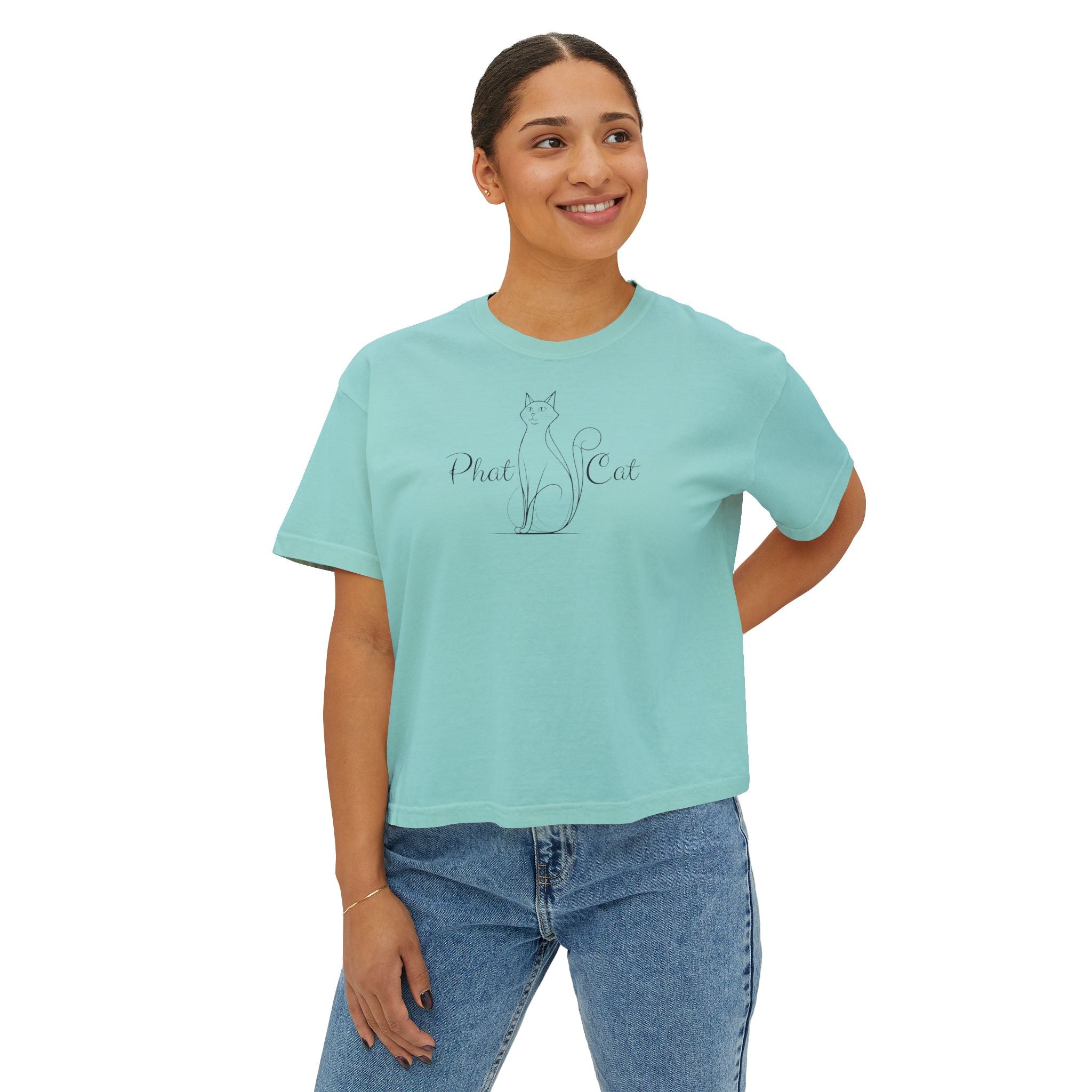 Phat Cat Women's Boxy Tee - Clothing, T-shirts, Crop - EpiAl's Shop