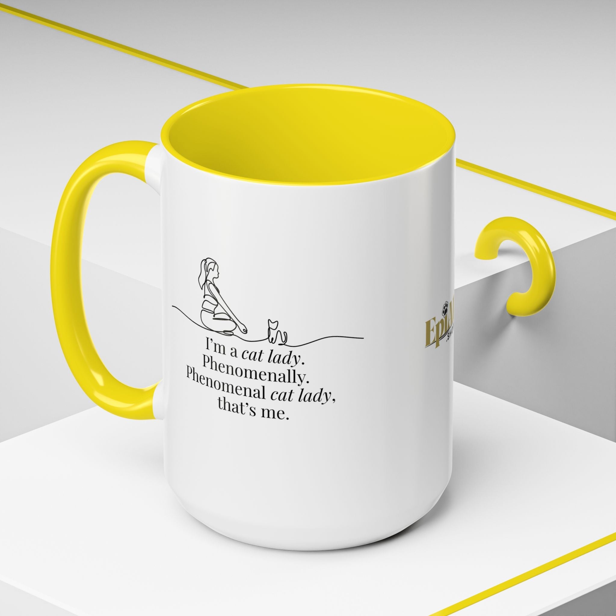 Phenomenal Cat Lady Accent Coffee Mug - Perfect for Cat Lovers - Drinkware, Coffee Mugs - EpiAl's Shop