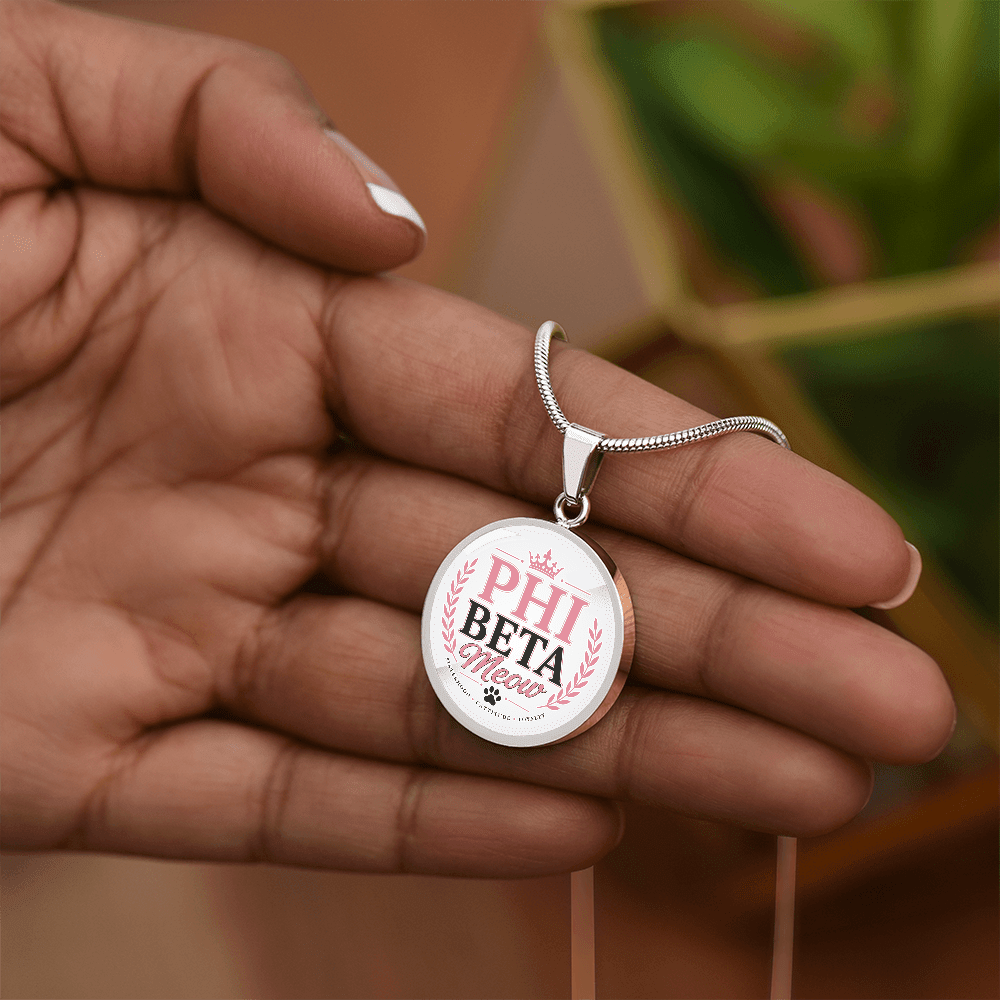 Phi Beta Meow Cat Lover Circle Pendant Necklace - Jewelry, Necklaces - EpiAl's Shop