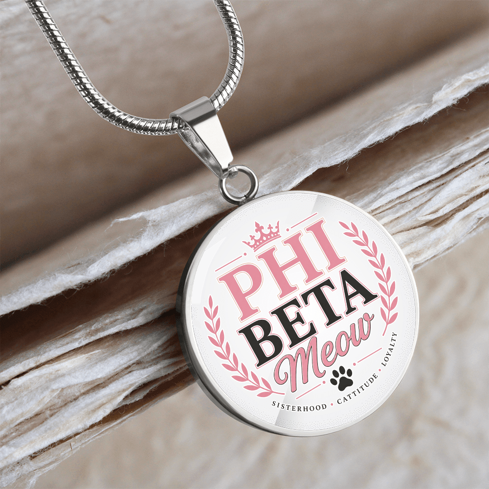 Phi Beta Meow Cat Lover Circle Pendant Necklace - Jewelry, Necklaces - EpiAl's Shop