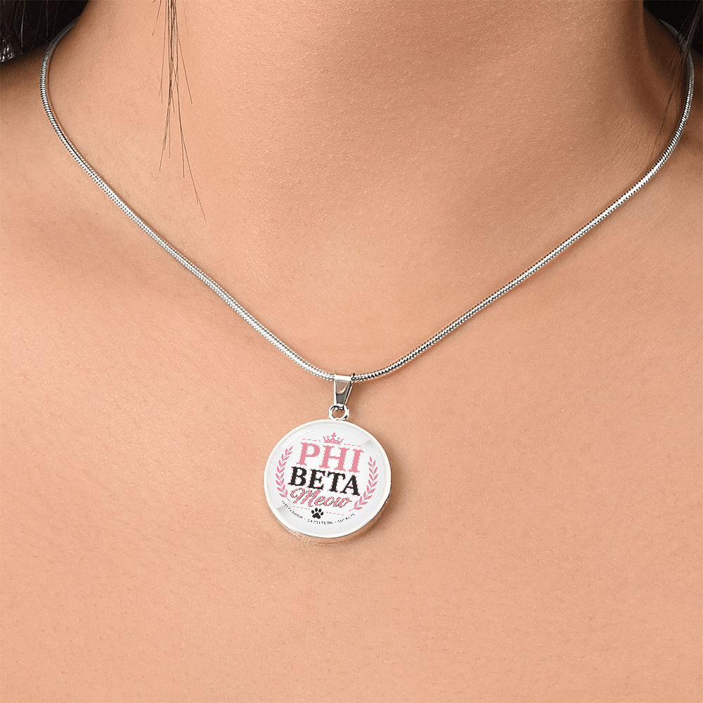 Phi Beta Meow Cat Lover Circle Pendant Necklace - Jewelry, Necklaces - EpiAl's Shop