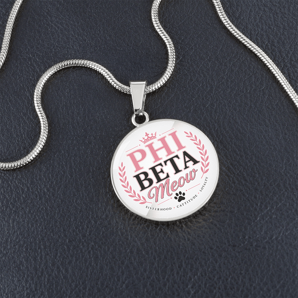 Phi Beta Meow Cat Lover Circle Pendant Necklace - Jewelry, Necklaces - EpiAl's Shop
