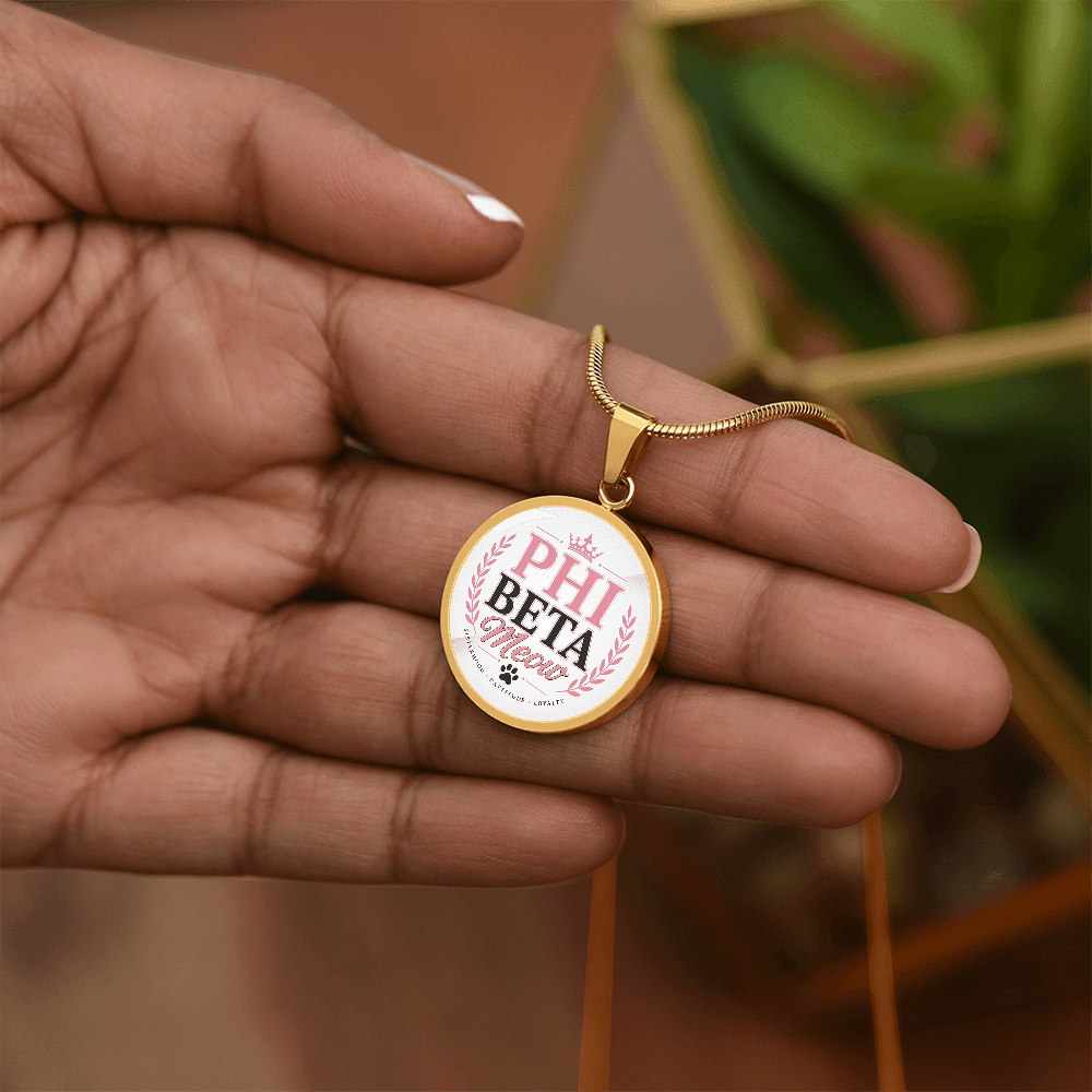 Phi Beta Meow Cat Lover Circle Pendant Necklace - Jewelry, Necklaces - EpiAl's Shop