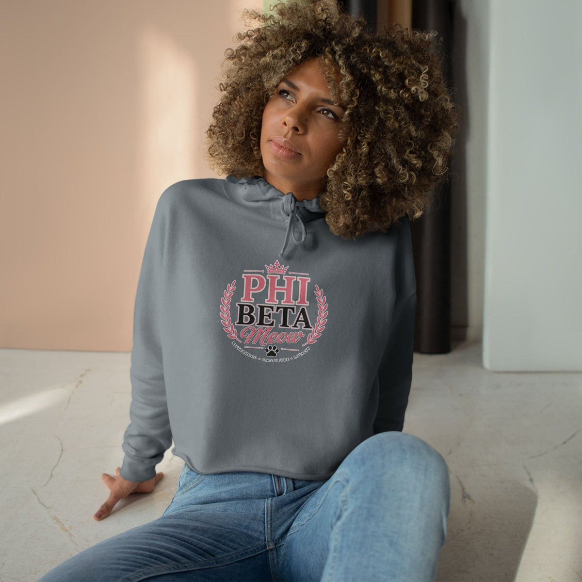 Phi Beta Meow Women’s Cropped Hoodie - Clothing, Women, Hoodies - EpiAl's Shop
