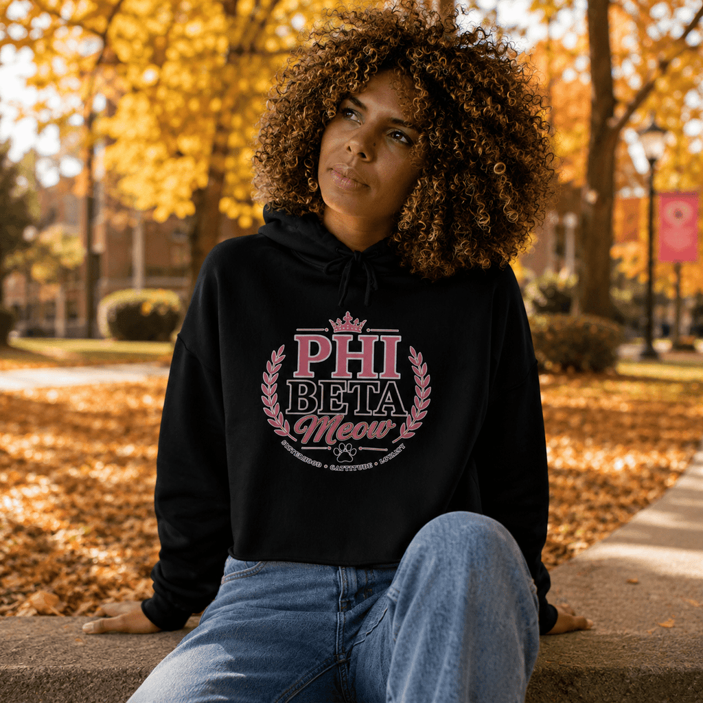 Phi Beta Meow Women’s Cropped Hoodie - Clothing, Women, Hoodies - EpiAl's Shop