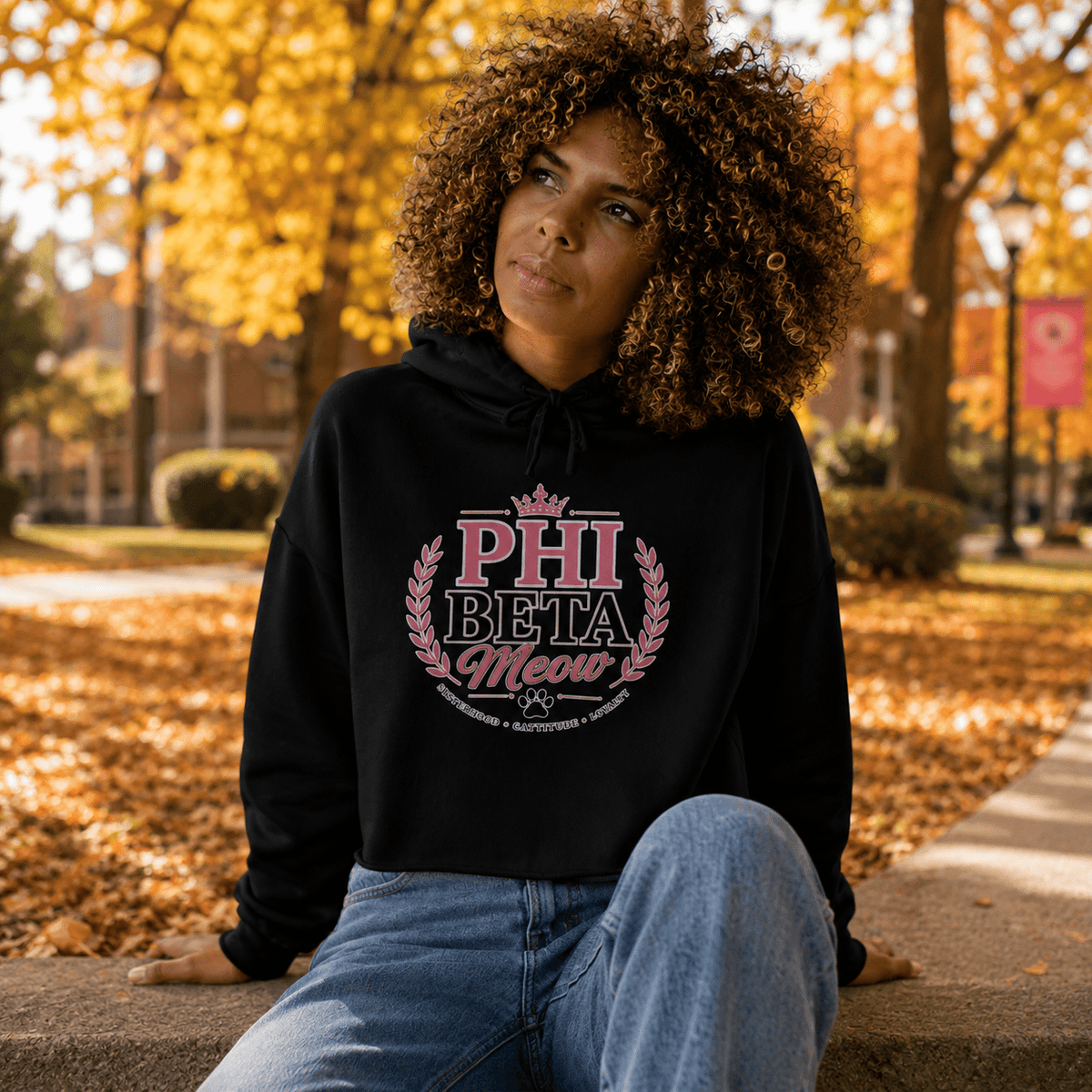 Phi Beta Meow Women’s Cropped Hoodie - Clothing, Women, Hoodies - EpiAl's Shop