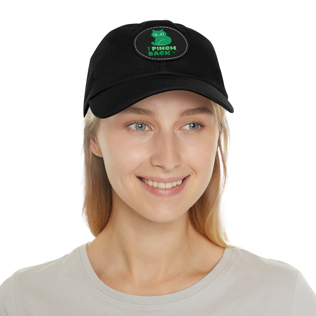 Pinch Back Dad Hat with Leather Patch (Round) - Hats - Epileptic Al’s Shop