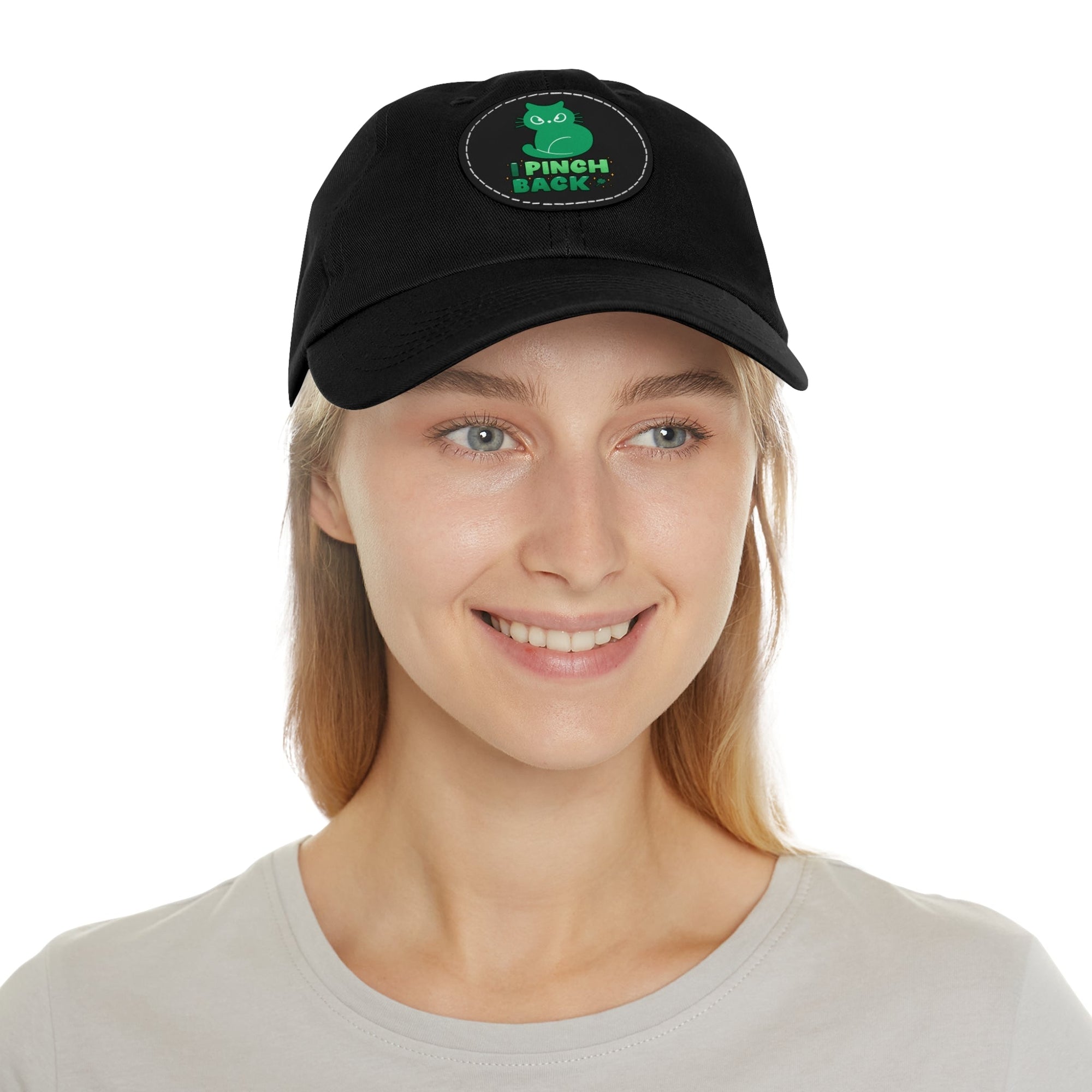 Pinch Back Dad Hat with Leather Patch (Round) - Hats - Epileptic Al’s Shop