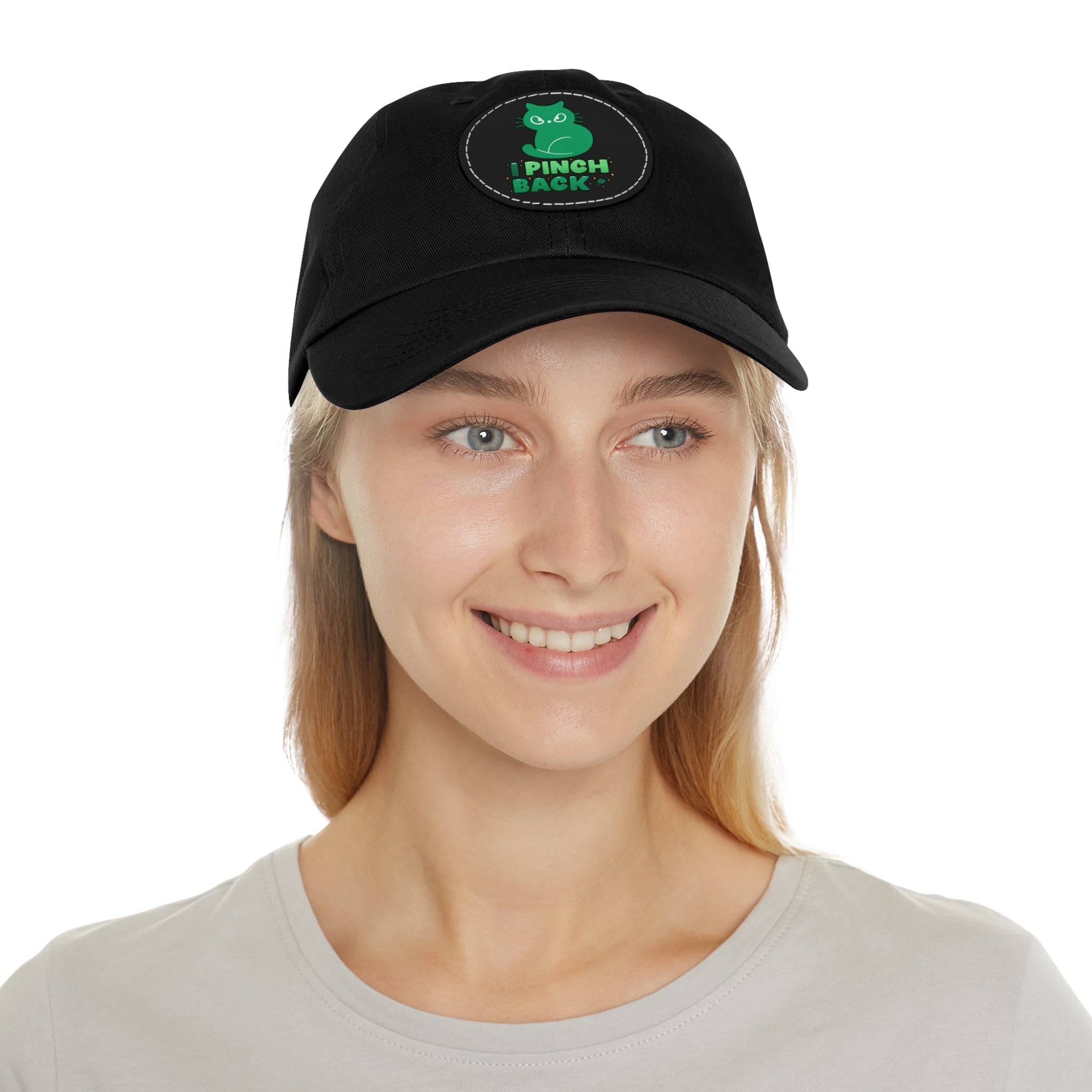 Pinch Back Dad Hat with Leather Patch (Round) - Hats - Epileptic Al’s Shop