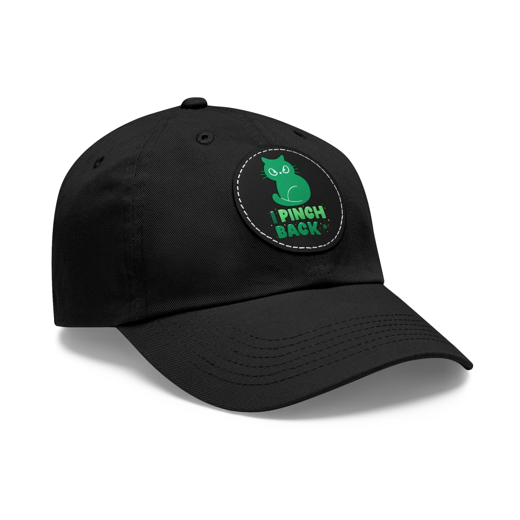 Pinch Back Dad Hat with Leather Patch (Round) - Hats - Epileptic Al’s Shop