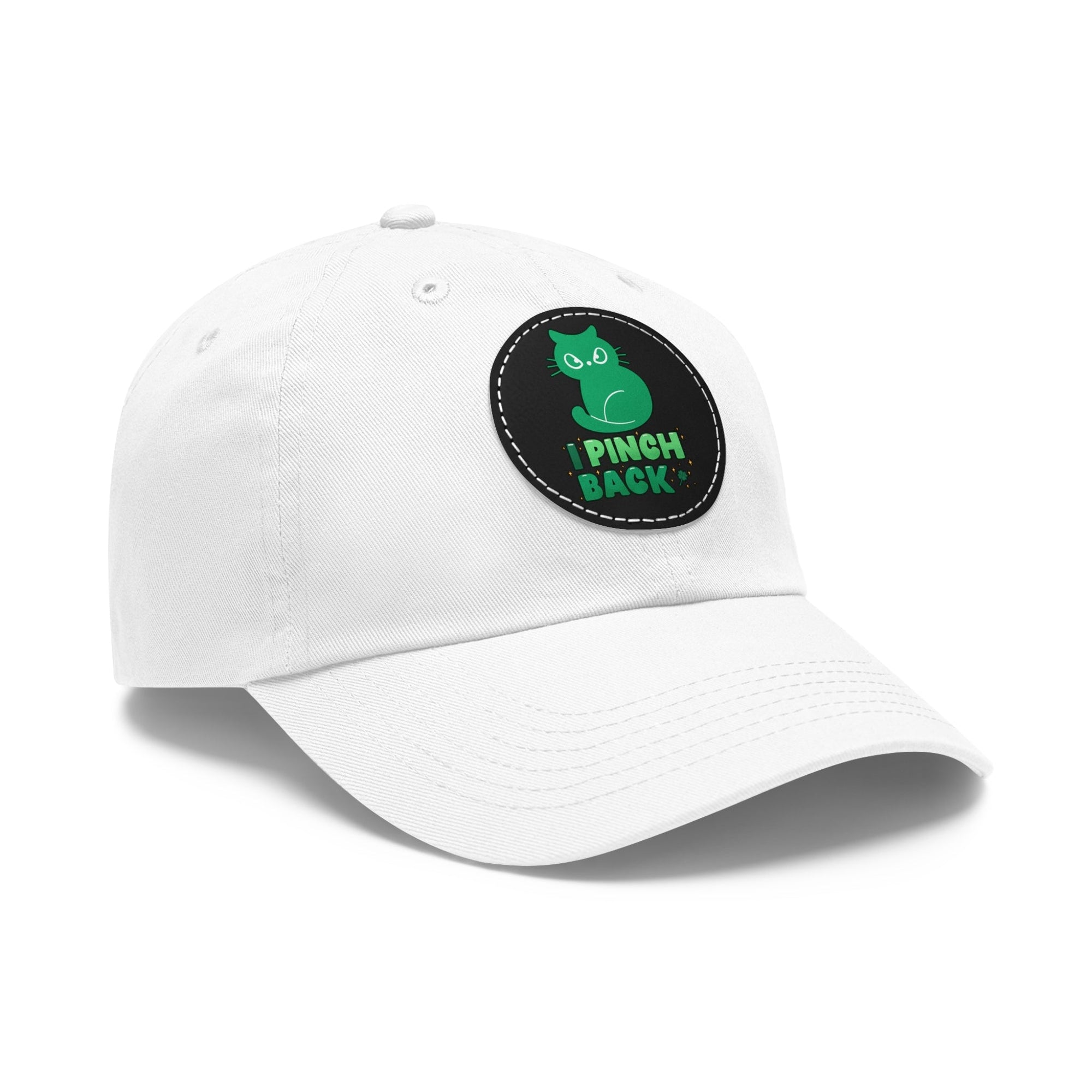 Pinch Back Dad Hat with Leather Patch (Round) - Hats - Epileptic Al’s Shop