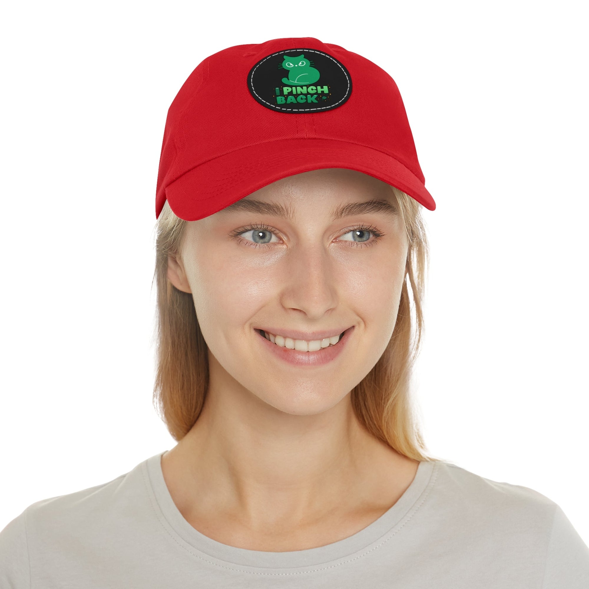 Pinch Back Dad Hat with Leather Patch (Round) - Hats - Epileptic Al’s Shop