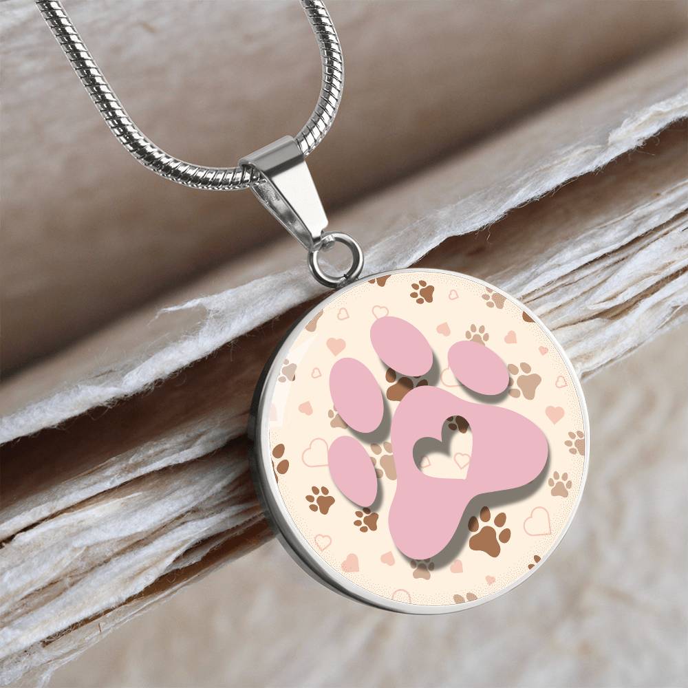 Pink & Beige Paws Necklace - Jewelry - Epileptic Al’s Shop