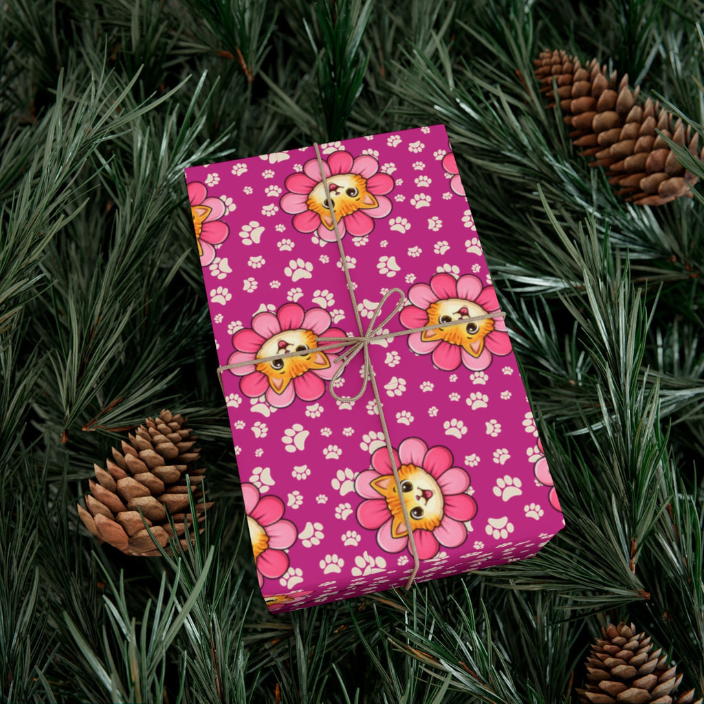 Pink Cat Blossom Gift Wrap | Cute Cat Lover Wrapping Paper - Gift Wrap, Paper - EpiAl's Shop