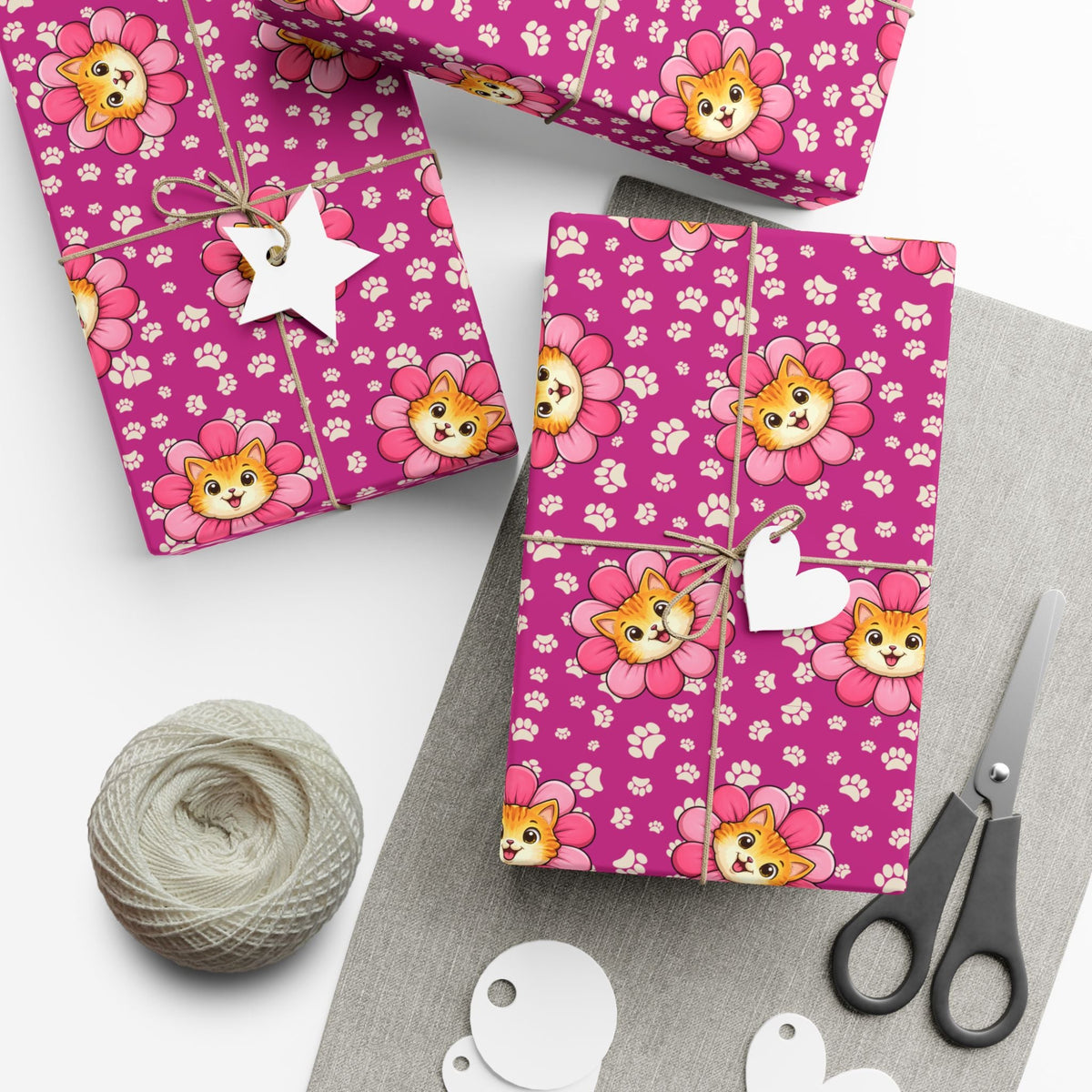Pink Cat Blossom Gift Wrap | Cute Cat Lover Wrapping Paper - Gift Wrap, Paper - EpiAl's Shop