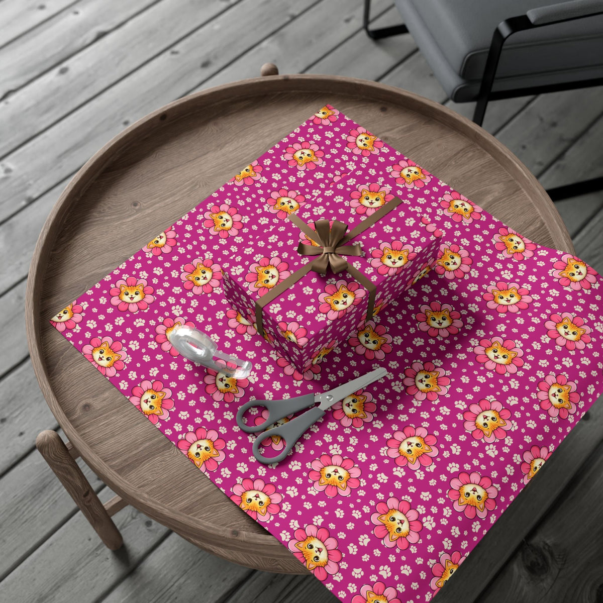 Pink Cat Blossom Gift Wrap | Cute Cat Lover Wrapping Paper - Gift Wrap, Paper - EpiAl's Shop