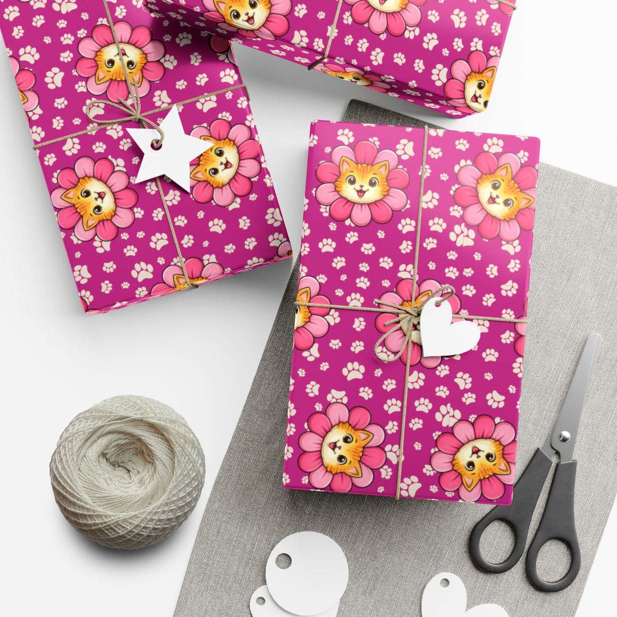 Pink Cat Blossom Gift Wrap | Cute Cat Lover Wrapping Paper - Gift Wrap, Paper - EpiAl's Shop