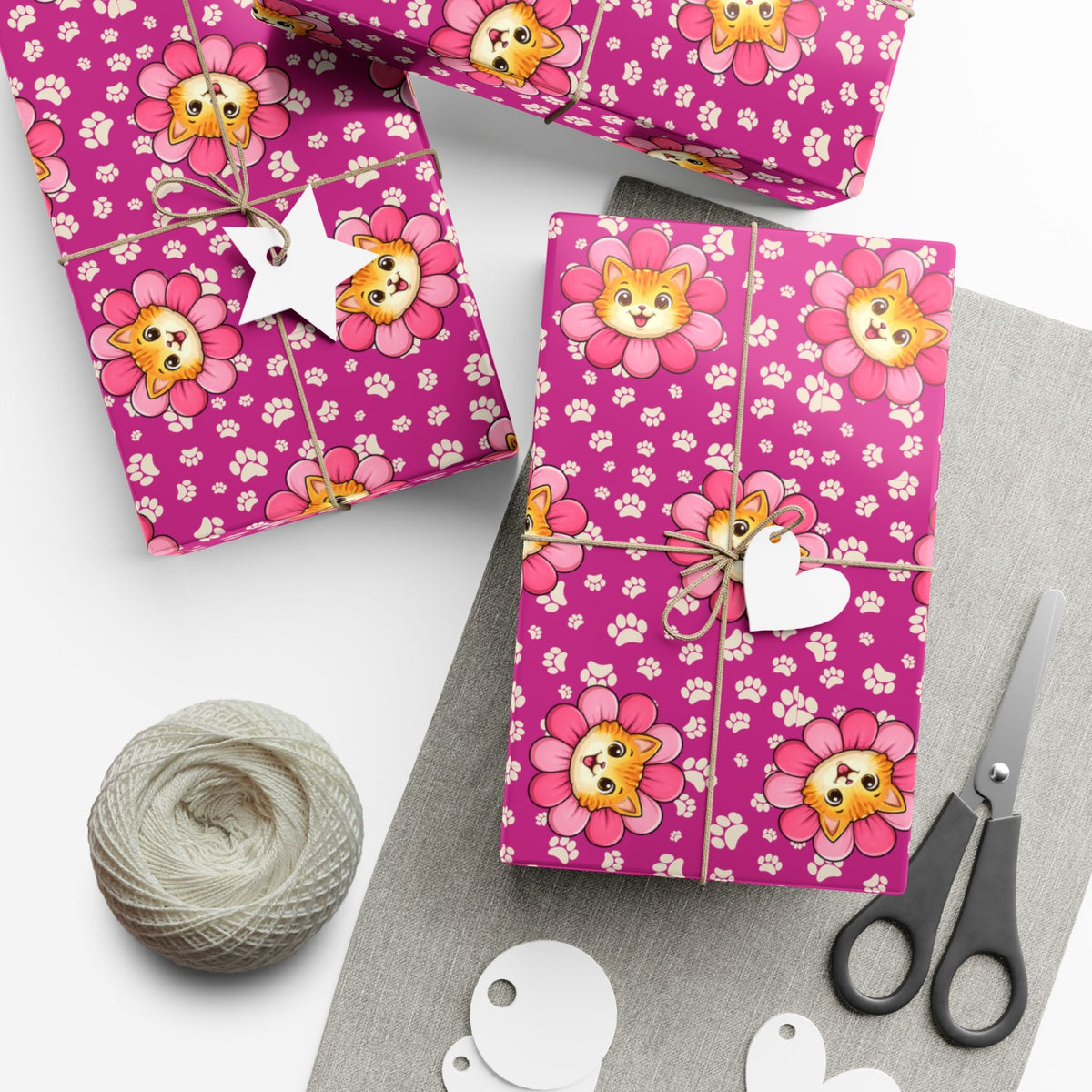 Pink Cat Blossom Gift Wrap | Cute Cat Lover Wrapping Paper - Gift Wrap, Paper - EpiAl's Shop