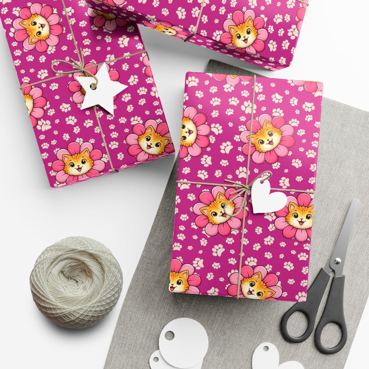 Pink Cat Blossom Gift Wrap | Cute Cat Lover Wrapping Paper - Gift Wrap, Paper - EpiAl's Shop