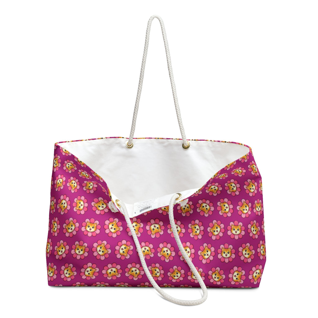 Pink Cat Blossom Weekender Bag | Playful Statement Travel Tote - Bags, Weekender - EpiAl's Shop