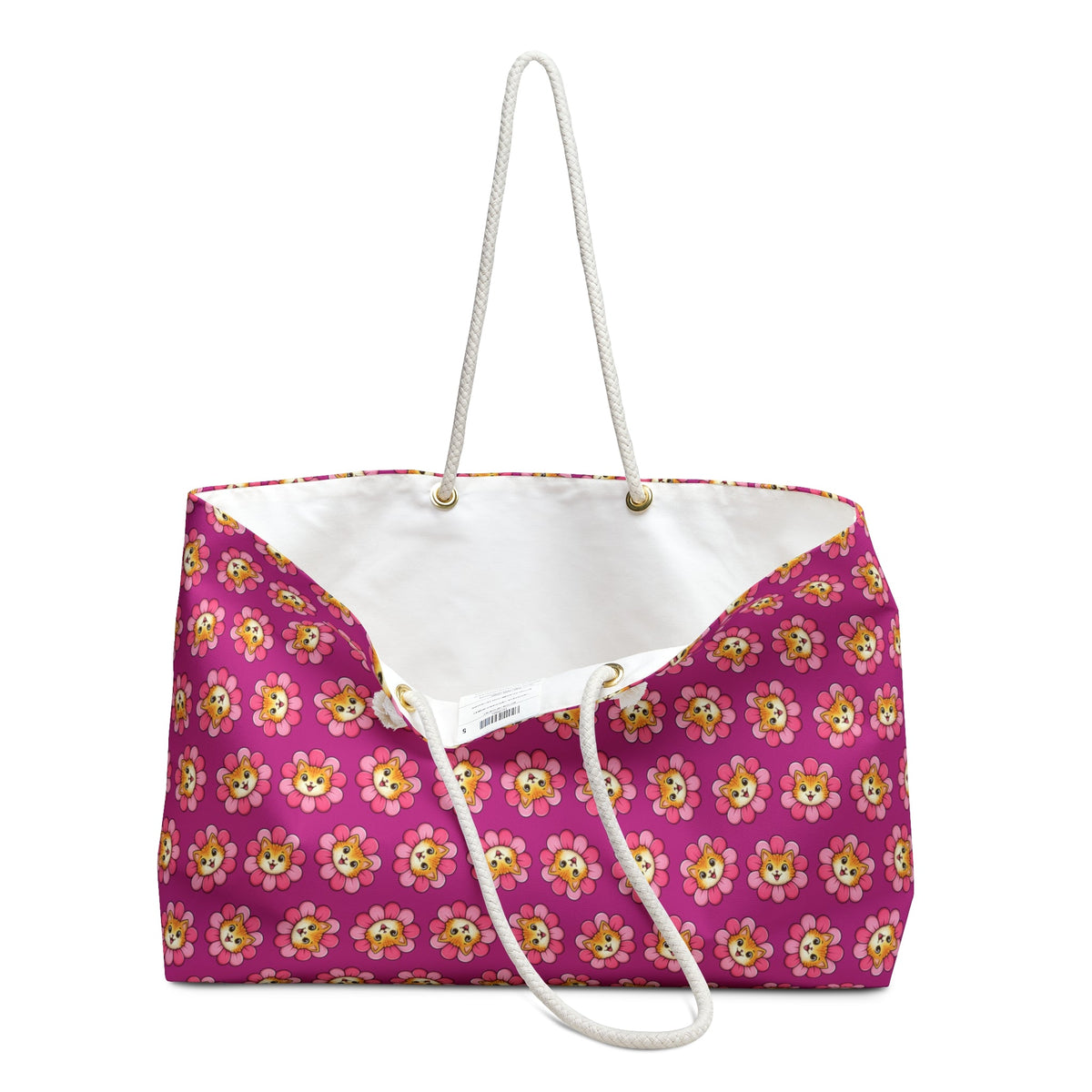 Pink Cat Blossom Weekender Bag | Playful Statement Travel Tote - Bags, Weekender - EpiAl's Shop