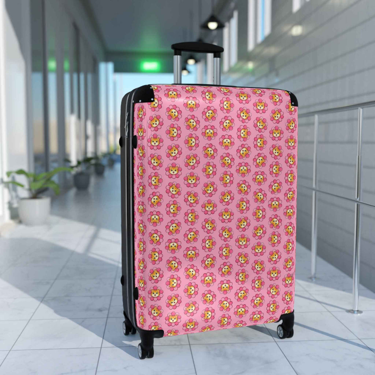 Pink Cat Flower Suitcase | Cute Chaos Travel Luggage - Bags, Suitcases - EpiAl's Shop