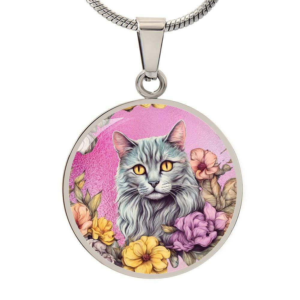 Pink Flower Kitty Necklace - Jewelry - Epileptic Al’s Shop