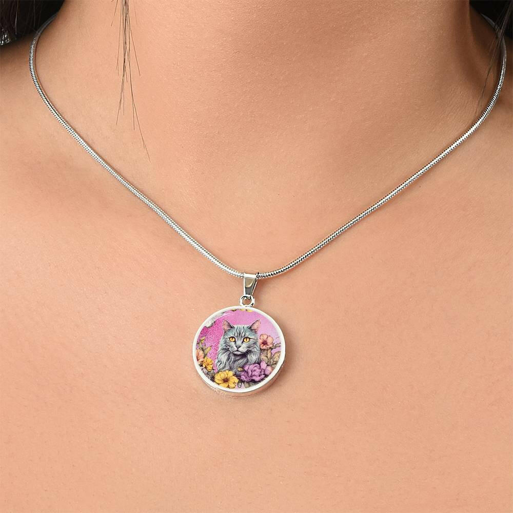 Pink Flower Kitty Necklace - Jewelry - Epileptic Al’s Shop