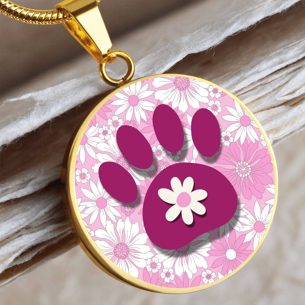Pink Flowered Paw Necklace - Jewelry - Epileptic Al’s Shop