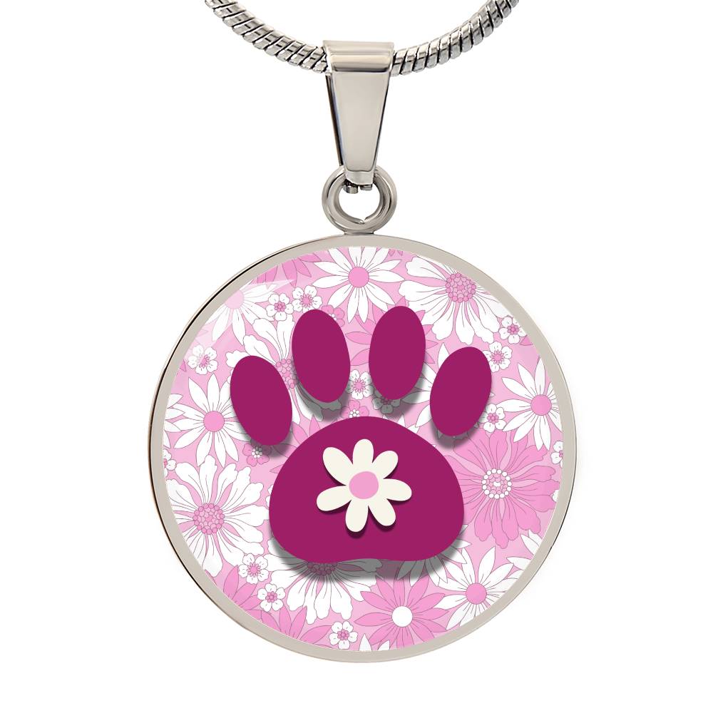Pink Flowered Paw Necklace - Jewelry - Epileptic Al’s Shop