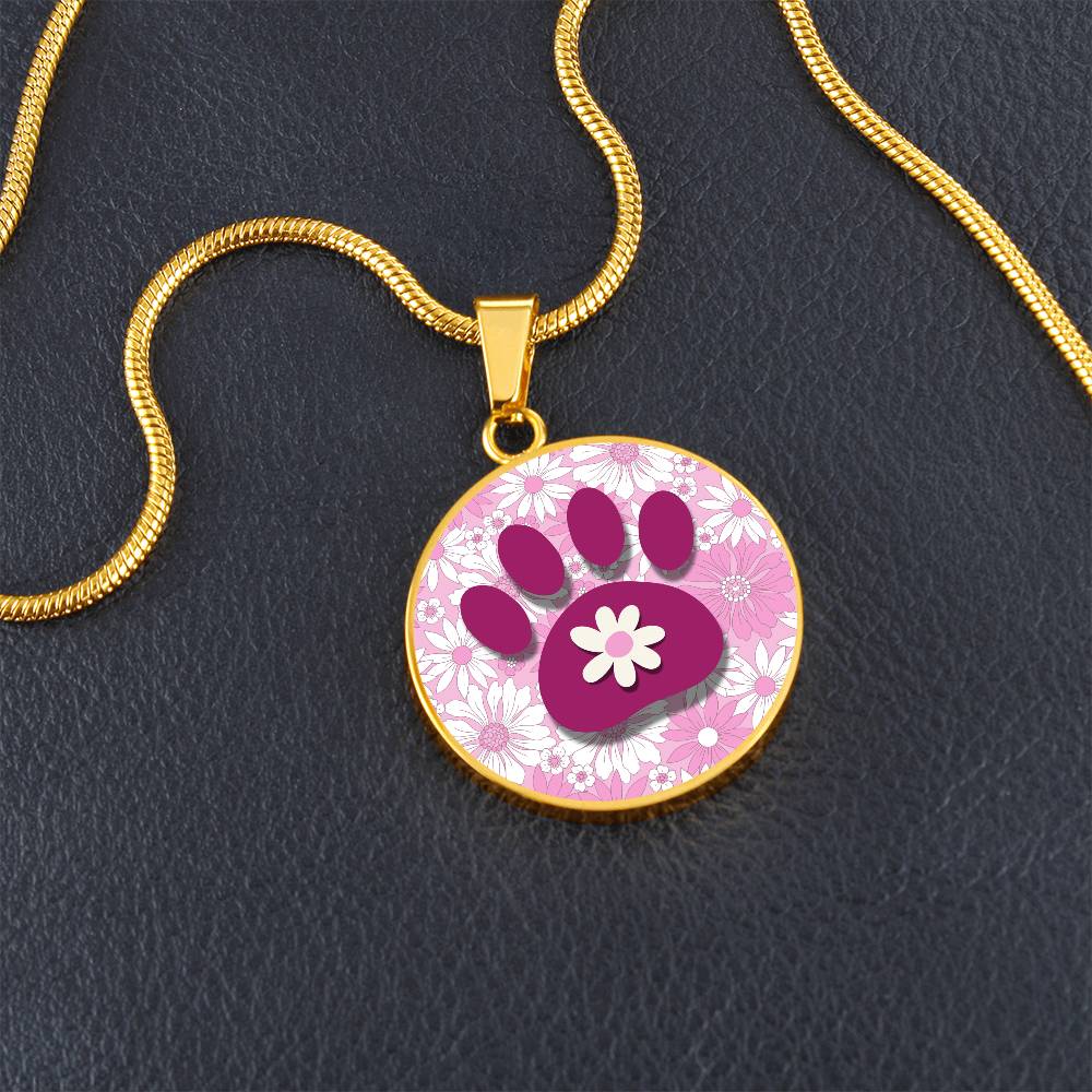Pink Flowered Paw Necklace - Jewelry - Epileptic Al’s Shop
