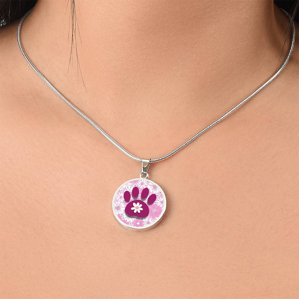 Pink Flowered Paw Necklace - Jewelry - Epileptic Al’s Shop
