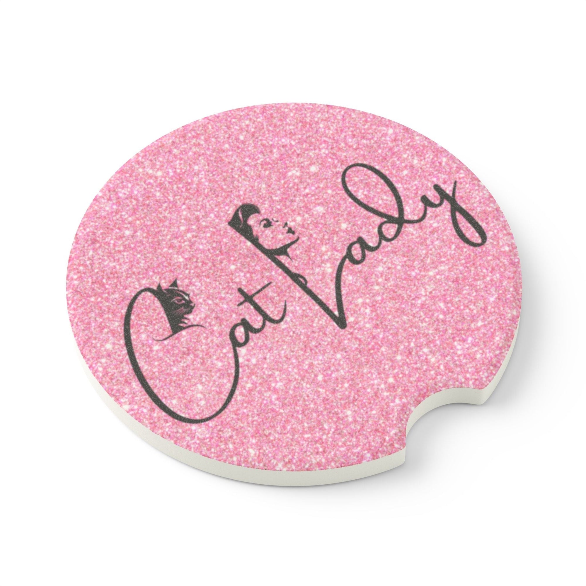 Pink Glitter Cat Lady Car Coaster - Fun & Stylish Accessory - Accessories, Auto, Spare Tire Covers - EpiAl's Shop