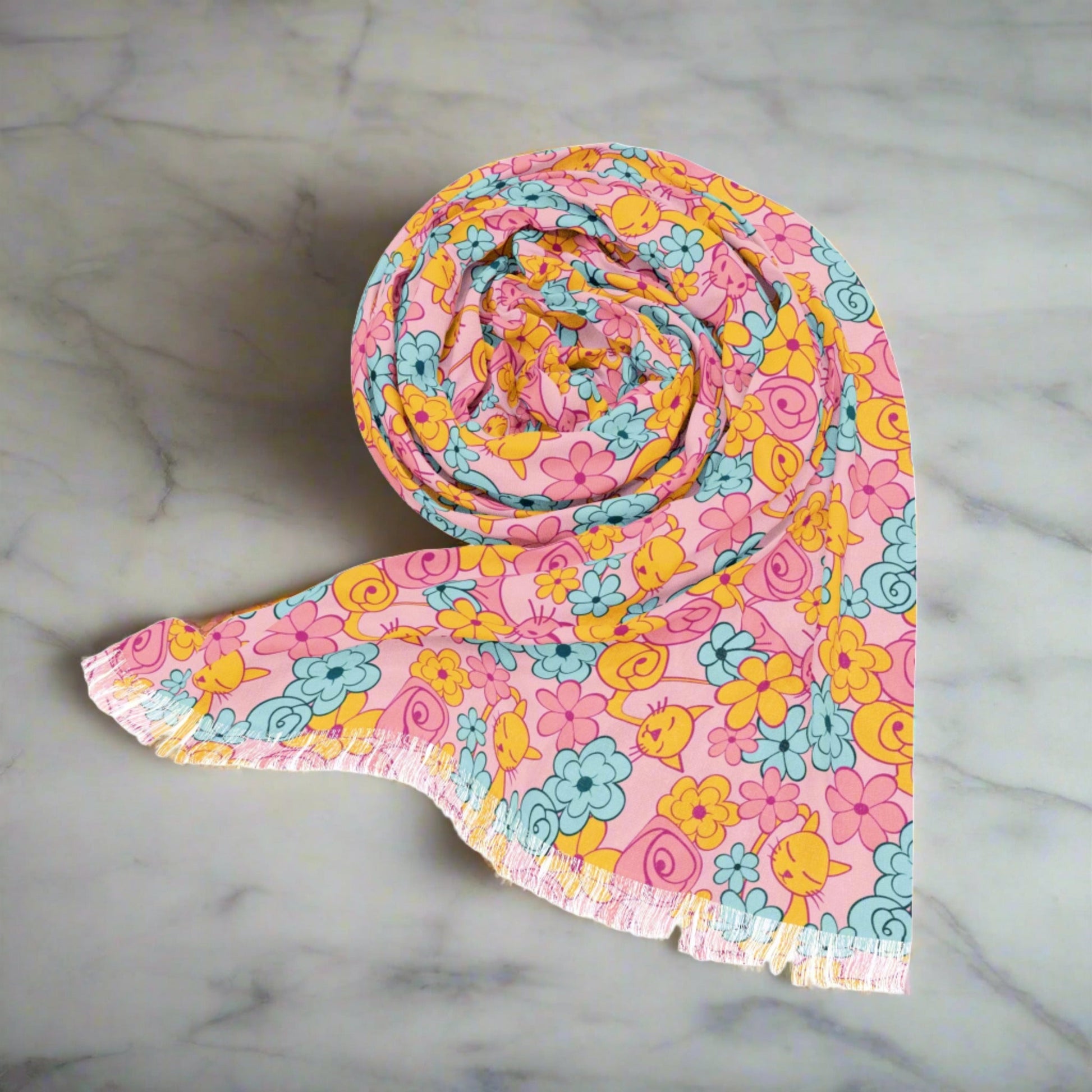 Pink Kitties Light Scarf - All Over Prints - Epileptic Al’s Shop