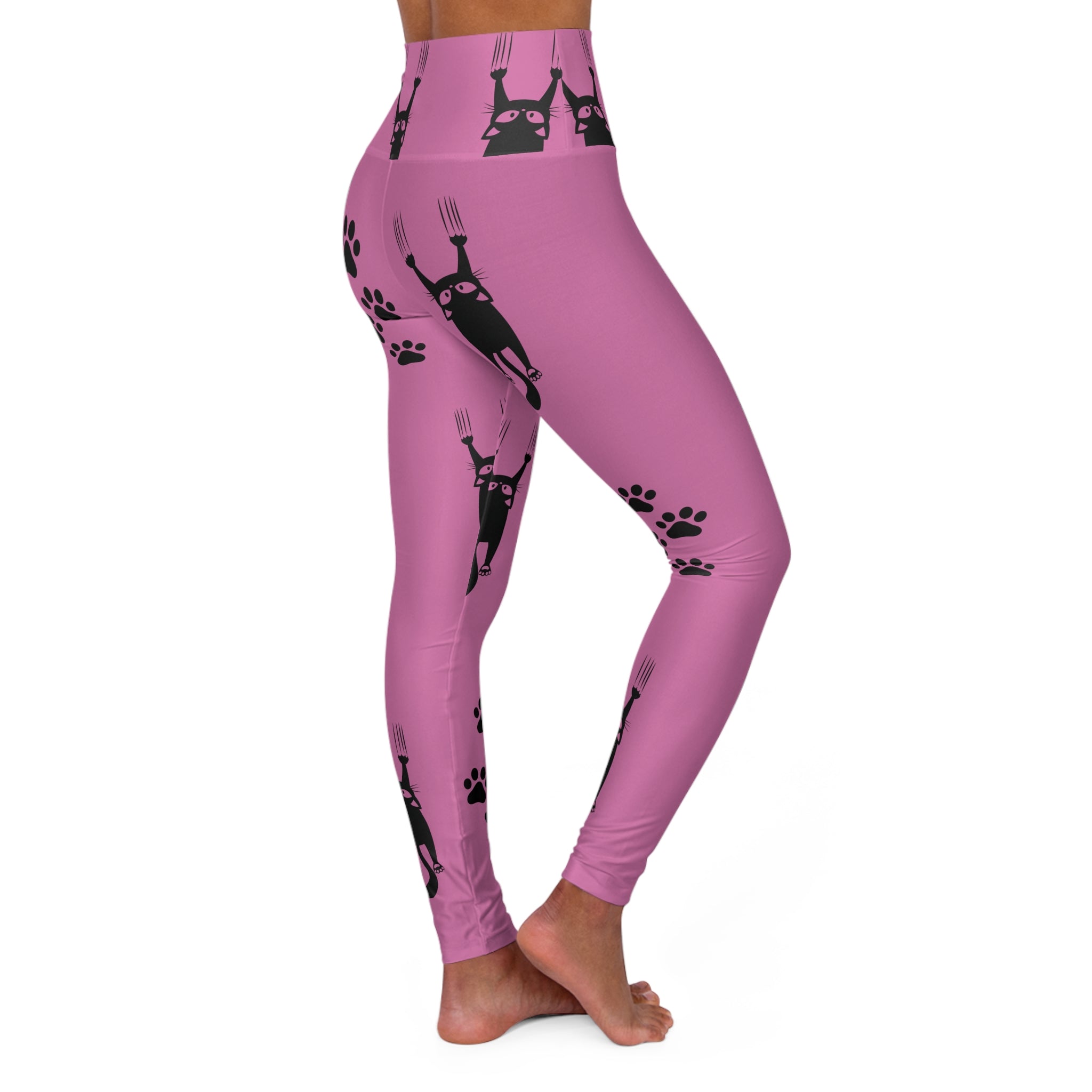 Pink Scared Kitty High Waisted Yoga Leggings - Clothing, Pants & Leggings - EpiAl's Shop