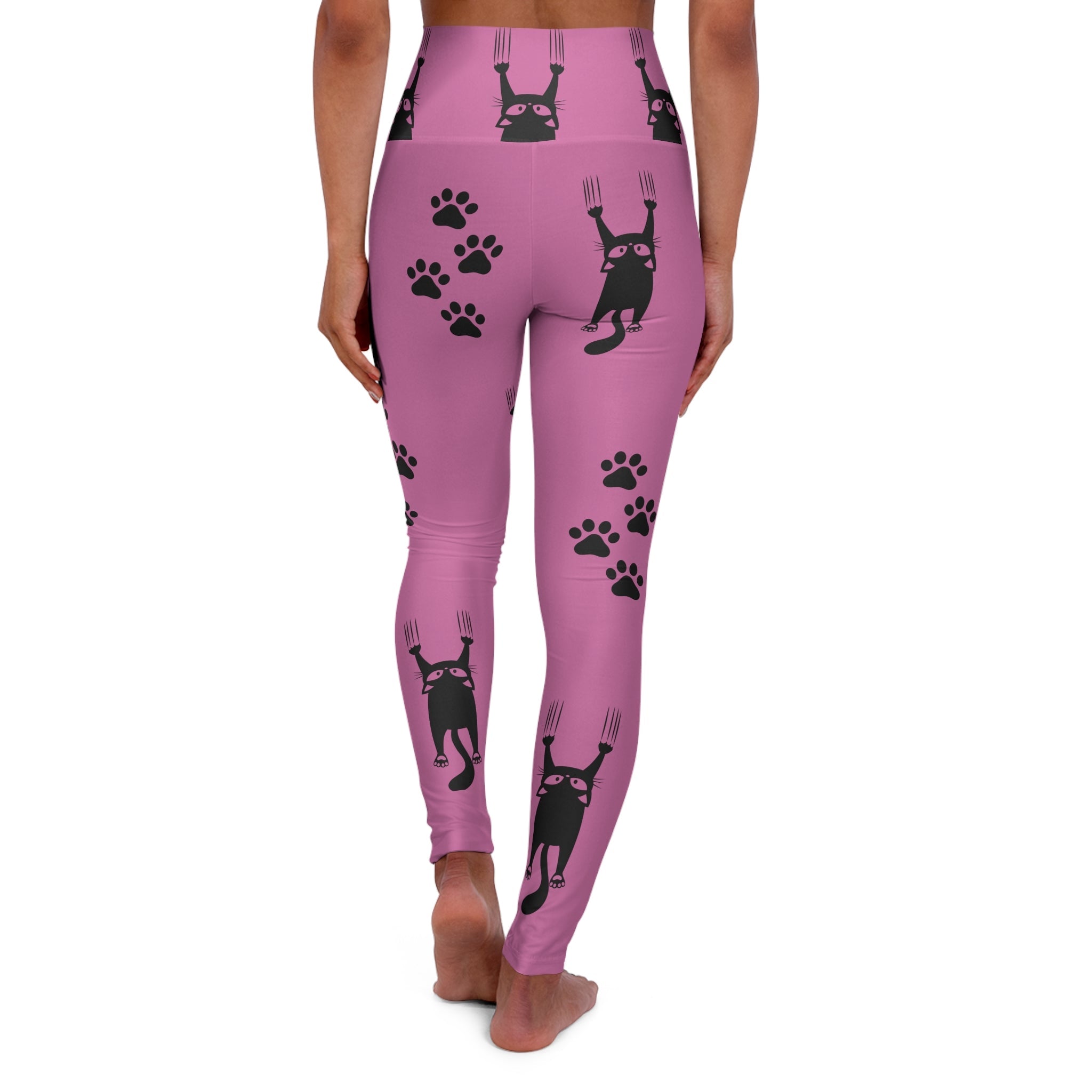 Pink Scared Kitty High Waisted Yoga Leggings - Clothing, Pants & Leggings - EpiAl's Shop
