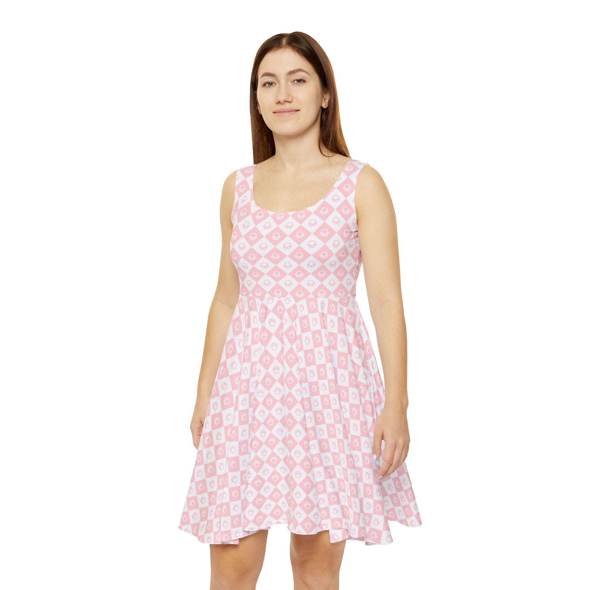 Pink & White Women's Skater Dress - All Over Prints - Epileptic Al’s Shop