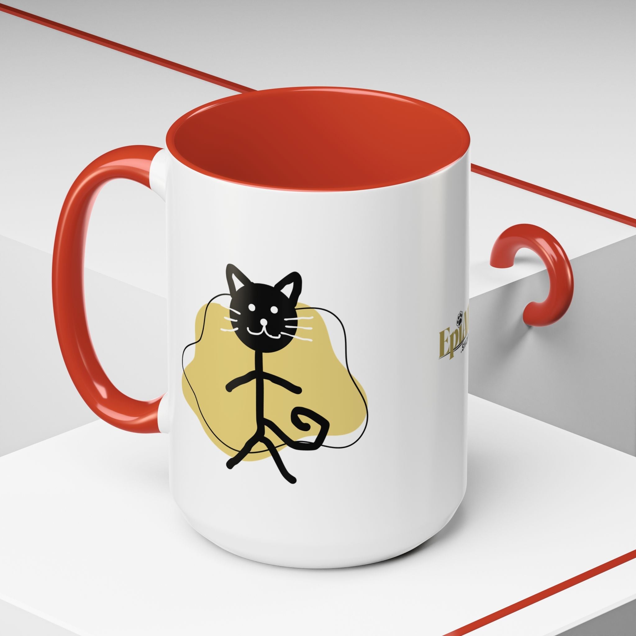 Playful Cat Accent Coffee Mug - 11oz & 15oz - Drinkware, Coffee Mugs - EpiAl's Shop
