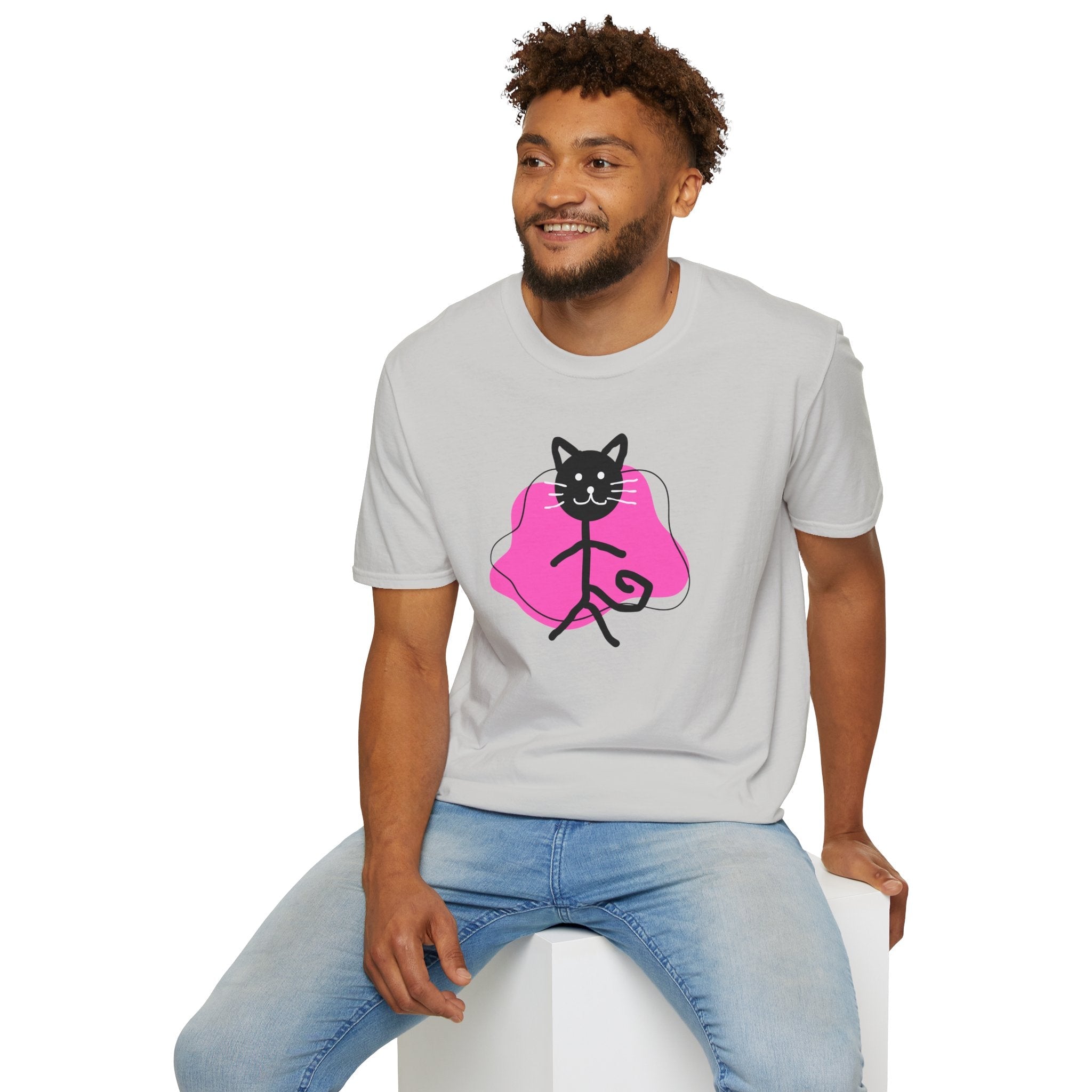 Playful Cat Graphic T-Shirt – Unisex Softstyle Tee for Cat Lovers - Clothing, T-shirts - EpiAl's Shop