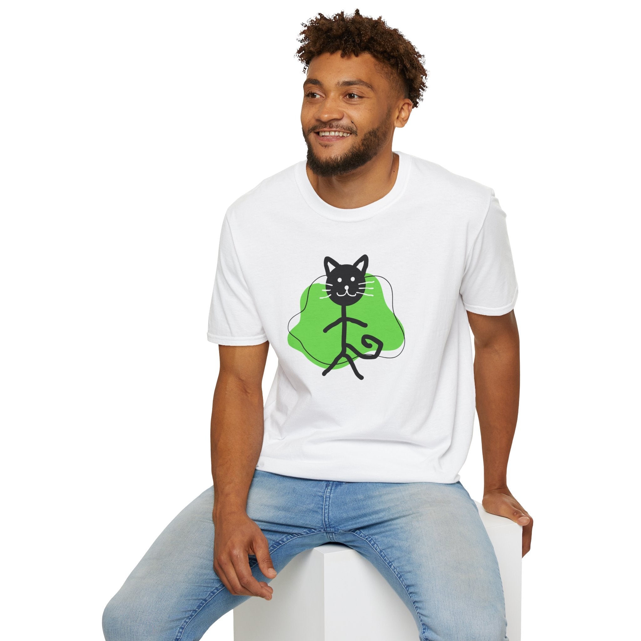 Playful Cat Graphic T-Shirt – Unisex Softstyle Tee for Cat Lovers - Clothing, T-shirts - EpiAl's Shop