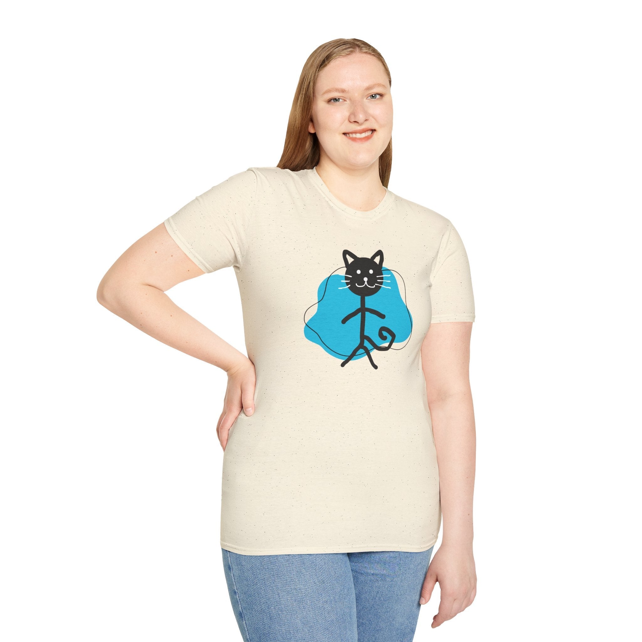 Playful Cat Graphic T-Shirt – Unisex Softstyle Tee for Cat Lovers - Clothing, T-shirts - EpiAl's Shop