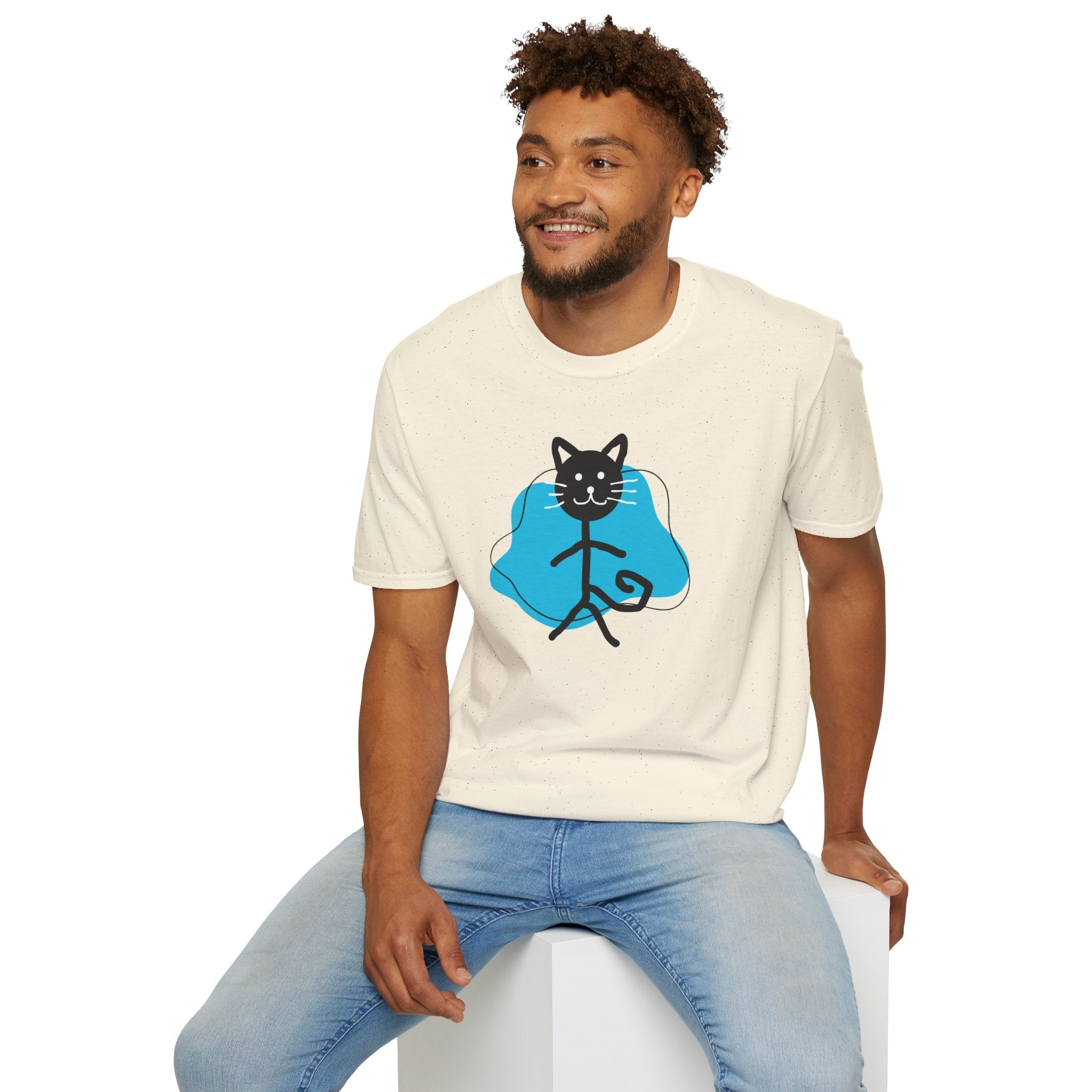 Playful Cat Graphic T-Shirt – Unisex Softstyle Tee for Cat Lovers - Clothing, T-shirts - EpiAl's Shop