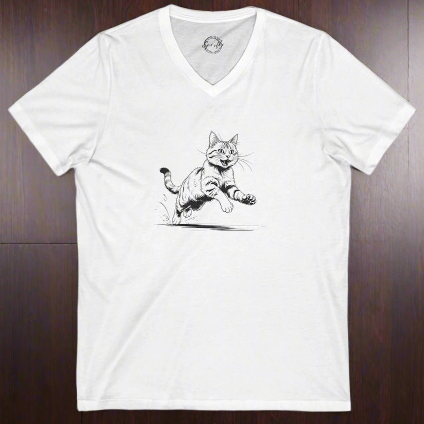 Playful Cat V - Neck Tee - Cute Cat Shirt - Clothing, T-shirts - EpiAl's Shop