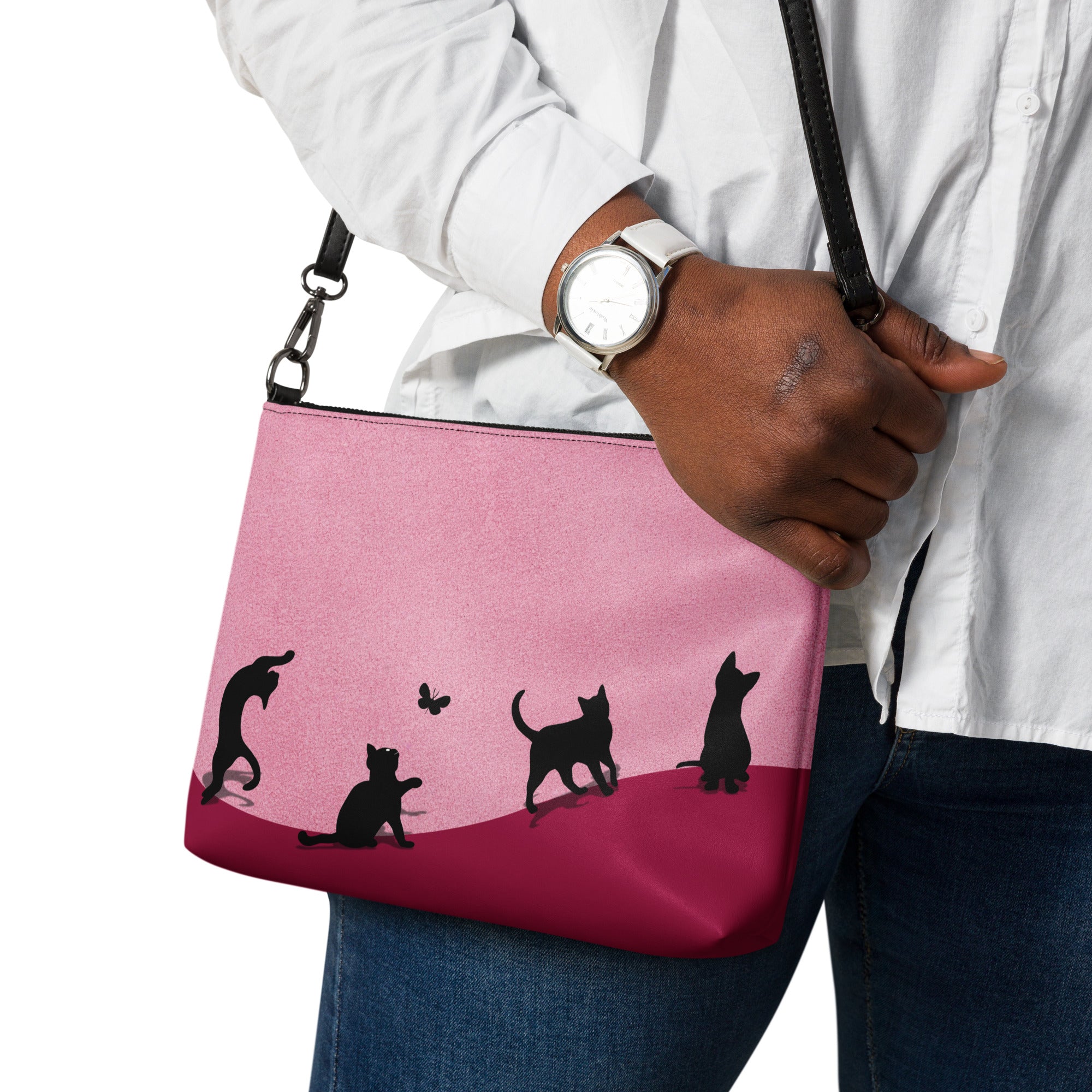 Playful Kitties Pink Crossbody Bag - handbag - EpiAl's Shop