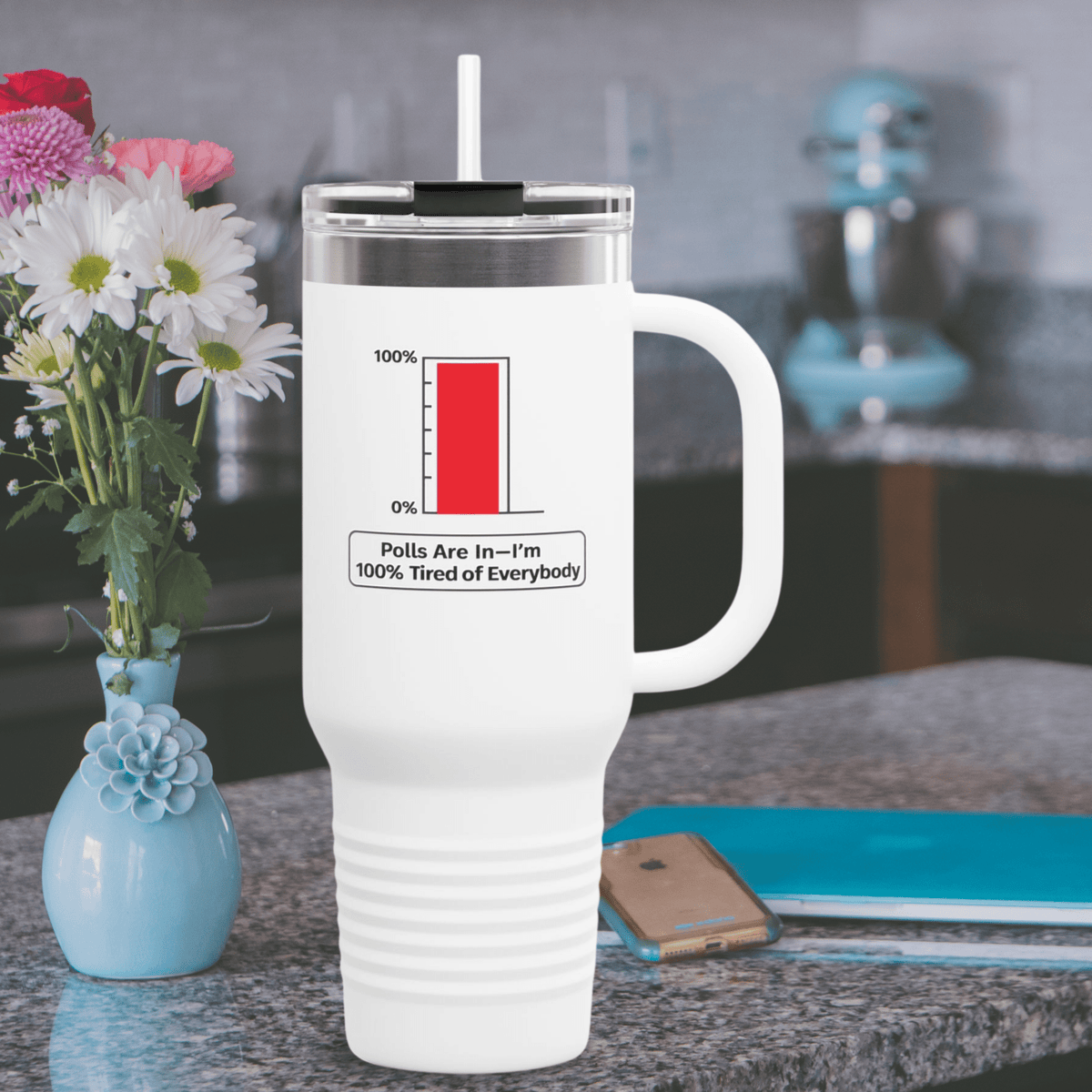 “Polls Are In—I'm 100% Tired of Everybody” 40oz Parody Travel Mug - Drinkware, Tumblers & Travel Mugs - EpiAl's Shop