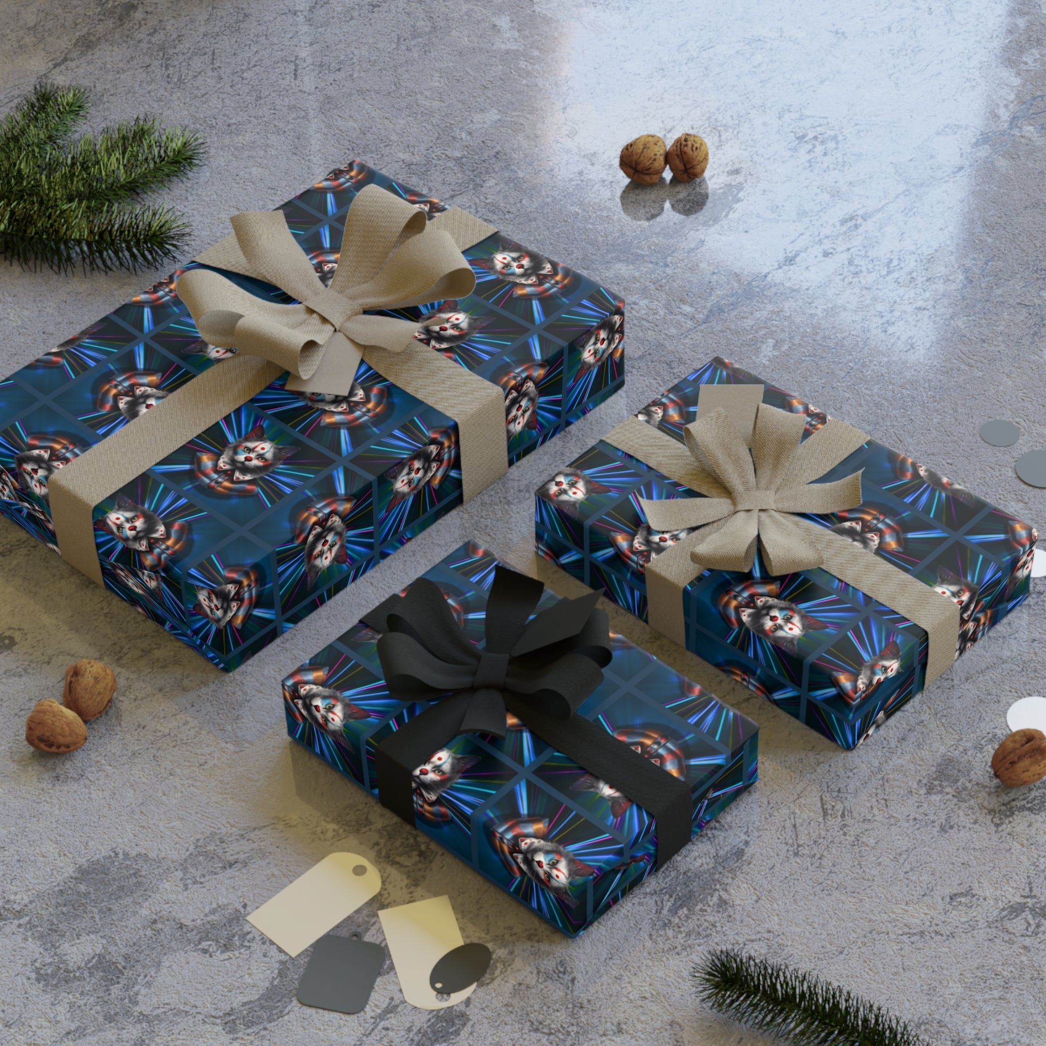 Premium Cat Clown Design Gift Wrapping Paper Roll - Unique Artistic Wrap for All Occasions - Paper Products, Gift Wrapping Paper - EpiAl's Shop