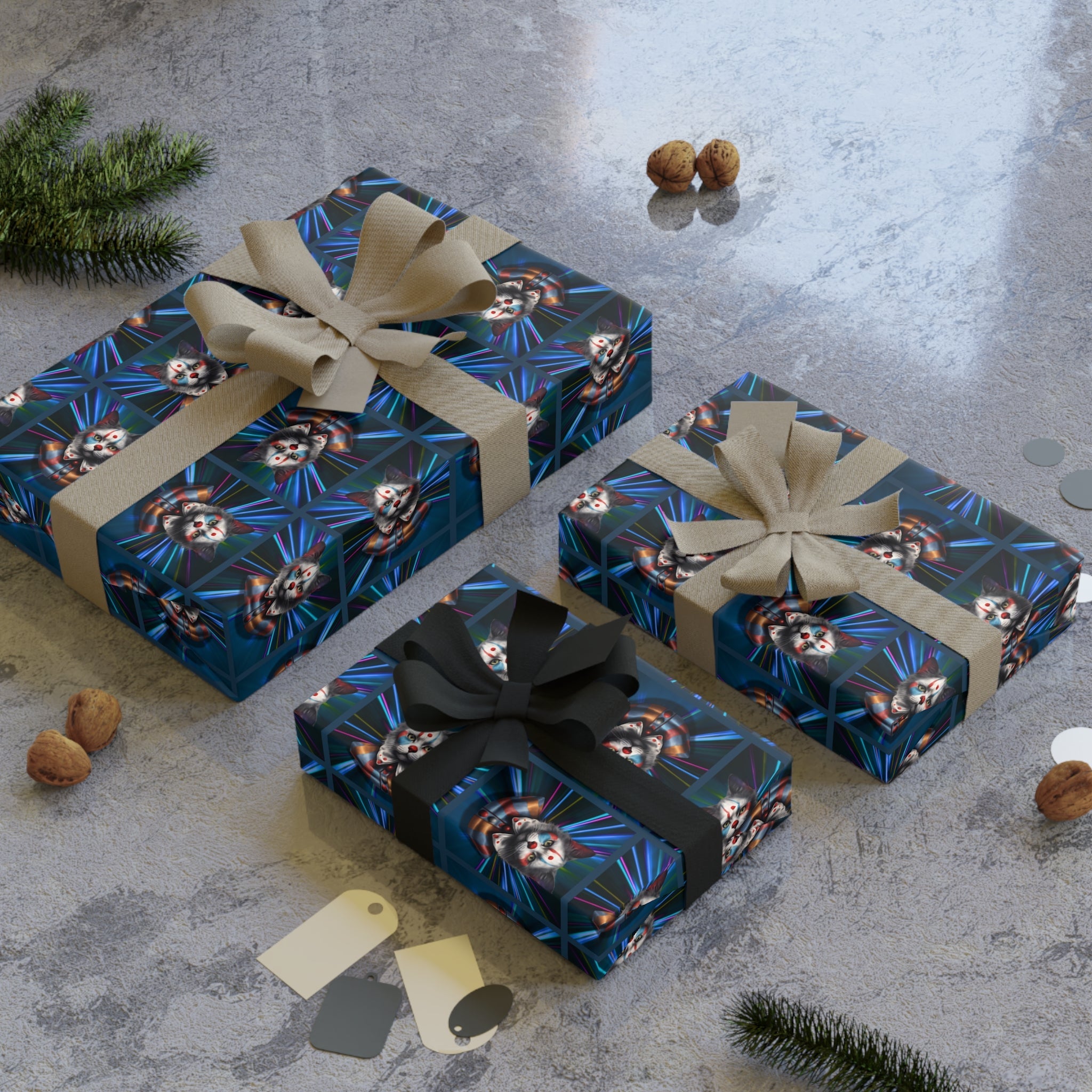 Premium Cat Clown Design Gift Wrapping Paper Roll - Unique Artistic Wrap for All Occasions - Paper Products, Gift Wrapping Paper - EpiAl's Shop