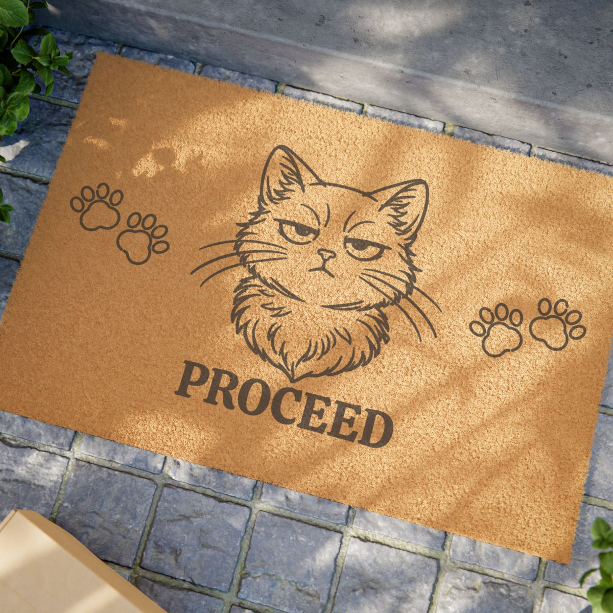 “Proceed” Judgy Cat Welcome Mat – Cat Lover Door Mat - Decor, Rugs, Outdoor - EpiAl's Shop
