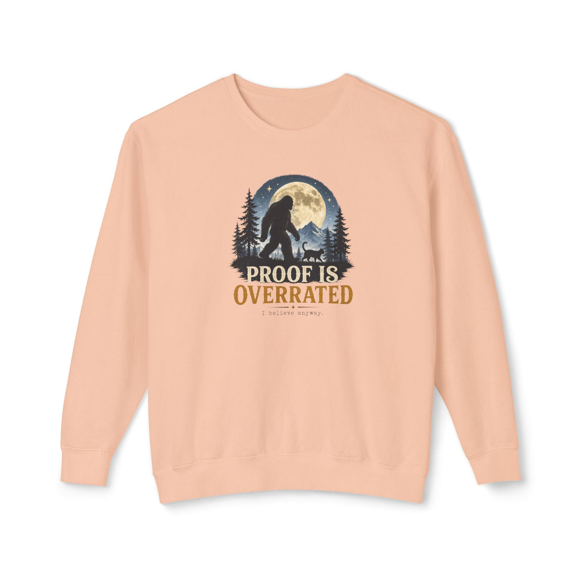 Proof Is Overrated Sasquatch & Cat Crewneck Sweatshirt - Clothing, Unisex, Sweatshirts - EpiAl's Shop